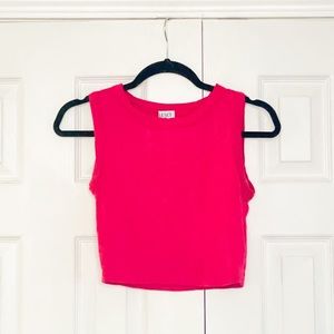 Leset Cropped Stretch-terry Tank in Bright Pink
